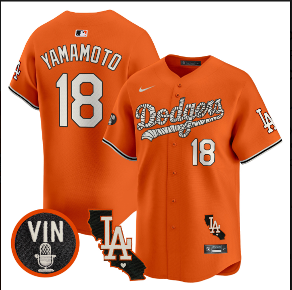 Men Los Angeles Dodgers #18 Yamamoto 2025 orange Limited Stitched Jersey style 2->los angeles dodgers->MLB Jersey